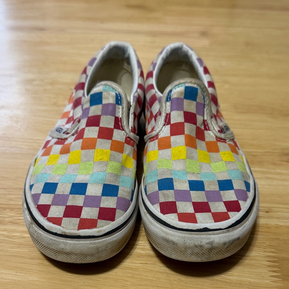 Vans Kids Colorful Checkered Slip-On Sneakers